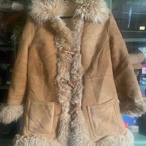 Women's Tan Shearling Penny Lane Vintage Coat